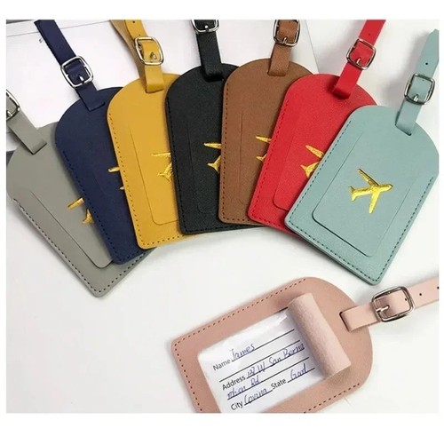 Leather luggage tag suitcase - luggage,