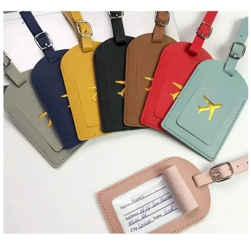 Leather suitcase luggage - suitcase, tags