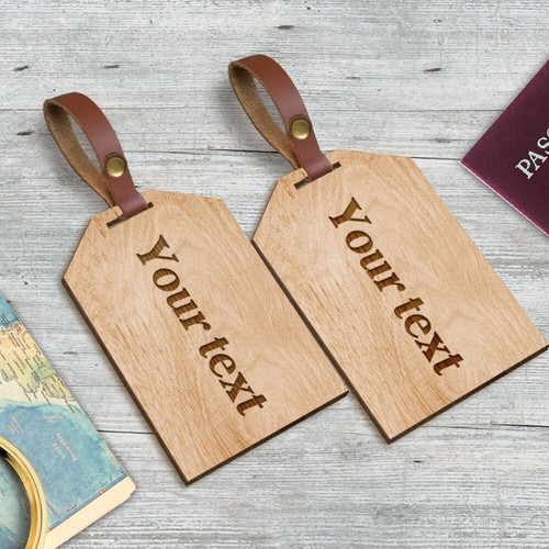 Personalised wood luggage tags - wood,