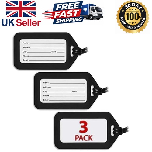 Secure black luggage tags - black,